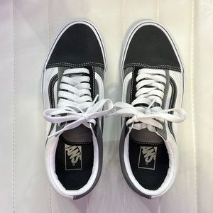Old Skool Vans size 8.5 women’s black, white, different shades of grey